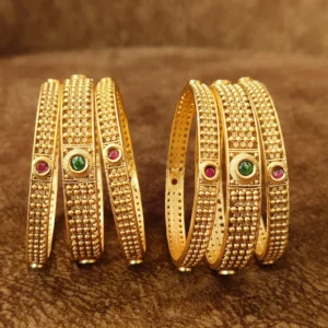 Set of six gold-plated bangles